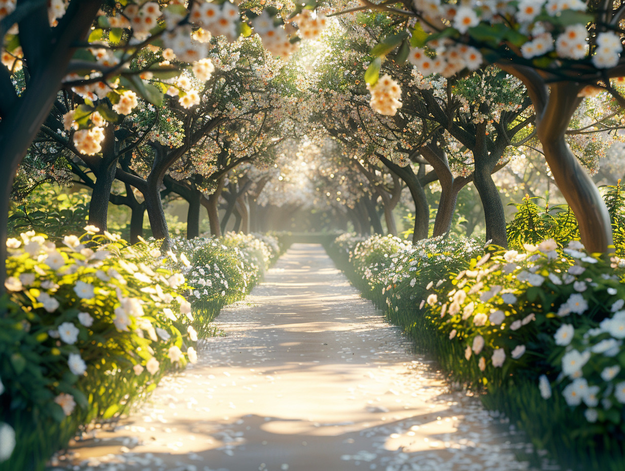 arbres fleurs blanches