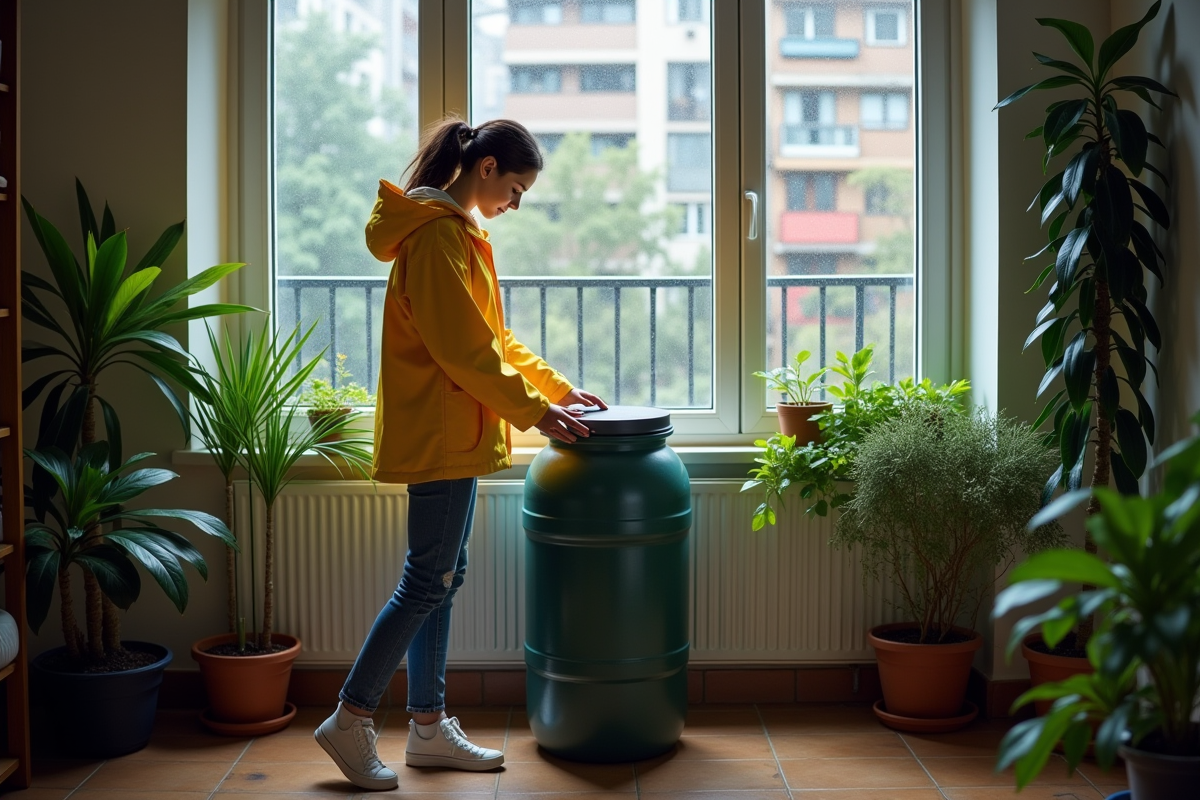 Jeune femme vérifiant un système de collecte d