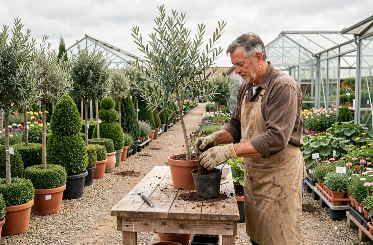 La Pépinière Chanzy à Paris avec ses allées de plantes ornementales et ses serres en arrière-plan
